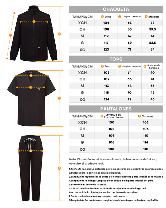 Guía de tallas del conjunto JelriSoFit 3 piezas