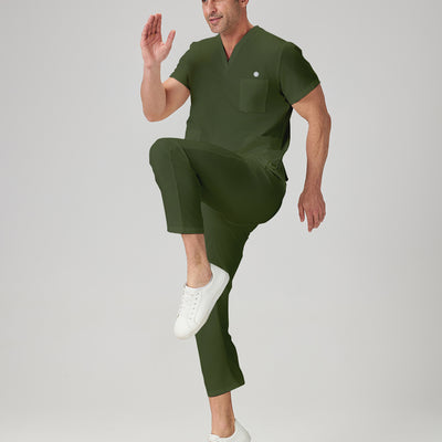 JelriSoFit Classic Uniformes Médicos - Hombre Verde Musgo, Resistente a las manchas