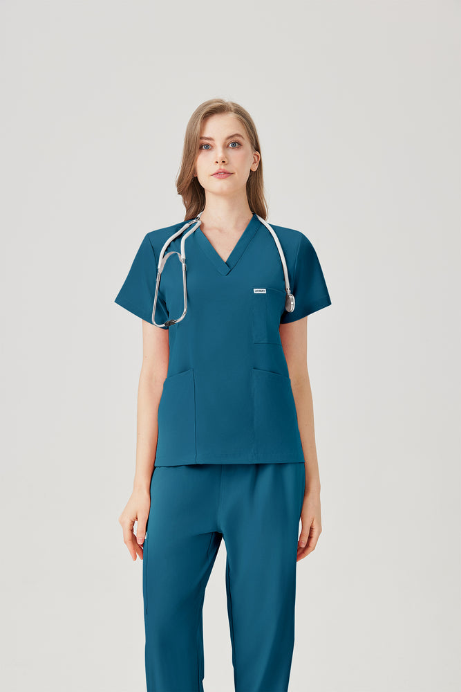 JelriSoFit® Prime Nursing Scrubs for Women – Azure Blue, Easy to Clean
