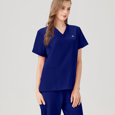 Uniforme médico de mujer azul real, vista frontal