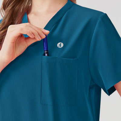 Expositor de bolsillo superior de bata quirúrgica para mujer