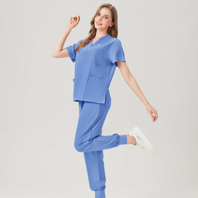 Jelrisofit Uniforme Médico Azul Claro con Cintura Alta para Mujer