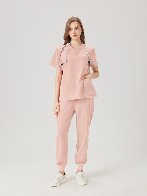 Uniforme médico rosa de mujer, exhibición de modelos
