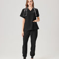 Jelrisofit Uniforme Médico Negro con Diseño Moderno y Práctico