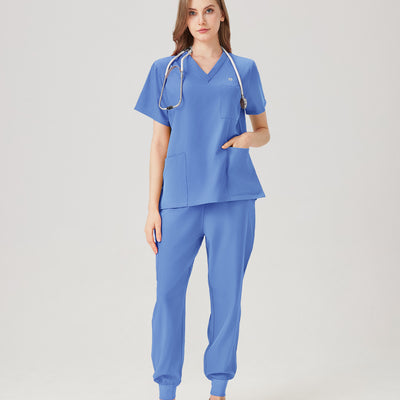 Jelrisofit Uniforme Médico Azul Claro con Cintura Alta
