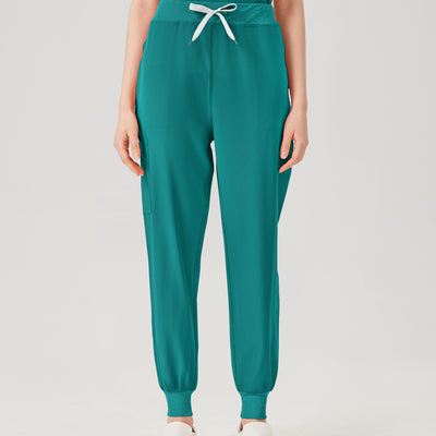 Uniforme médico de mujer verde esmeralda, vista frontal del pantalón