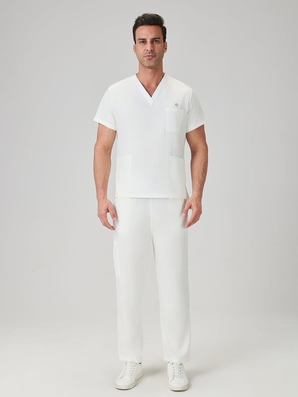 JelriSoFit Classic Uniformes Médicos - Hombre Blanco, Conjunto de pantalón recto
