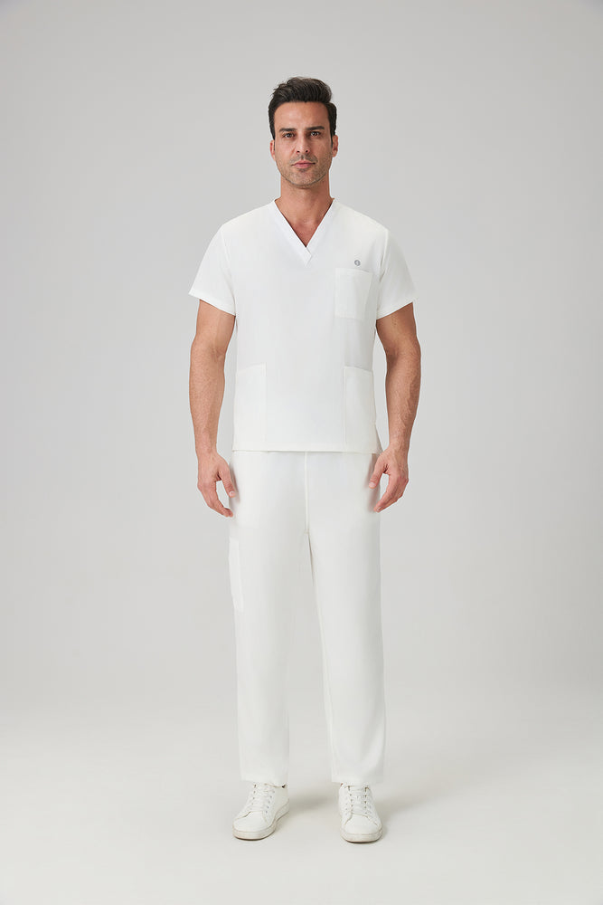 JelriSoFit Classic Uniformes Médicos - Hombre Blanco, Conjunto de pantalón recto