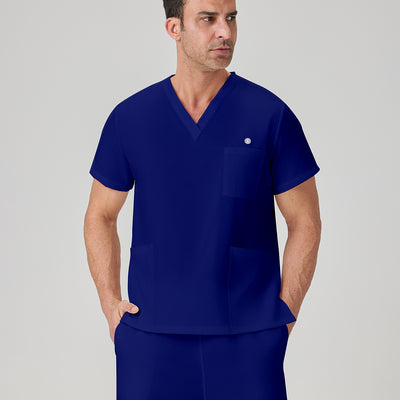 Uniforme médico JelriSoFit® azul real para hombre, vista frontal