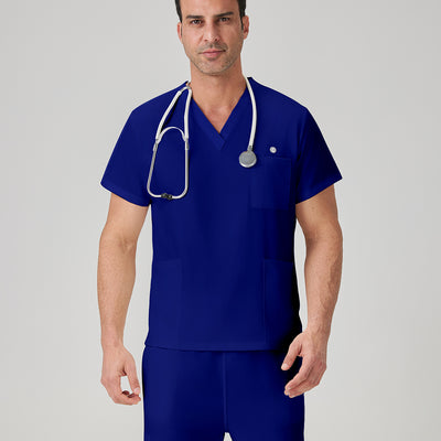 Uniforme médico JelriSoFit® azul real para hombre, vista frontal
