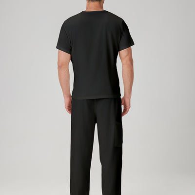 Bata quirúrgica negra para hombre JelriSoFit® (mostrada en el modelo desde atrás)