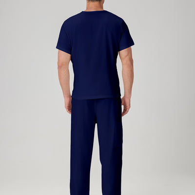 Bata quirúrgica azul marino JelriSoFit® para hombre (vista posterior)