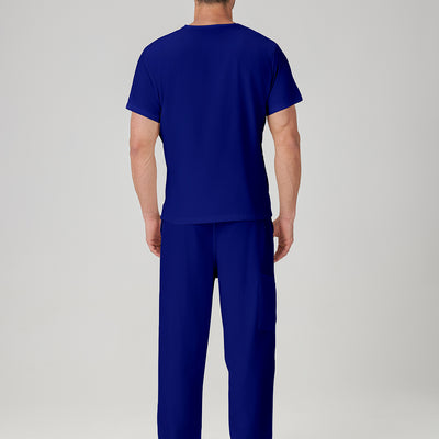 Bata quirúrgica JelriSoFit® azul real para hombre, vista posterior