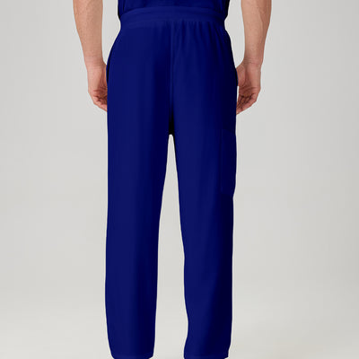 Bata quirúrgica azul real para hombre JelriSoFit®, parte trasera del pantalón