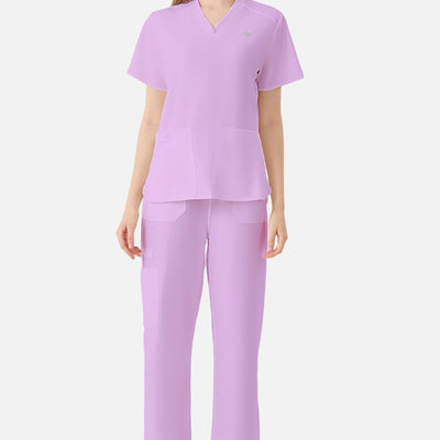 Bata quirúrgica de mujer morada, vista frontal