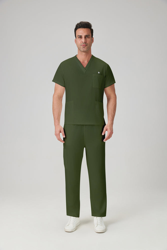 JelriSoFit Classic Uniformes Médicos - Hombre Verde Musgo, Resistente a las manchas
