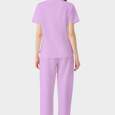 Bata quirúrgica de mujer morada, vista posterior