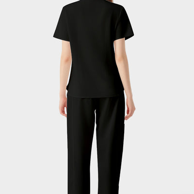 Uniforme médico femenino negro, vista posterior