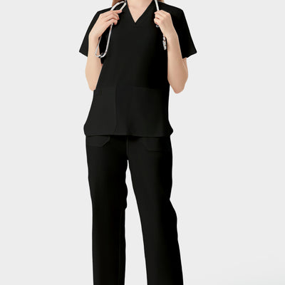 JelriSoFit® Straight-Cut Medical Uniforms for Women – Black, Straight Pants Set