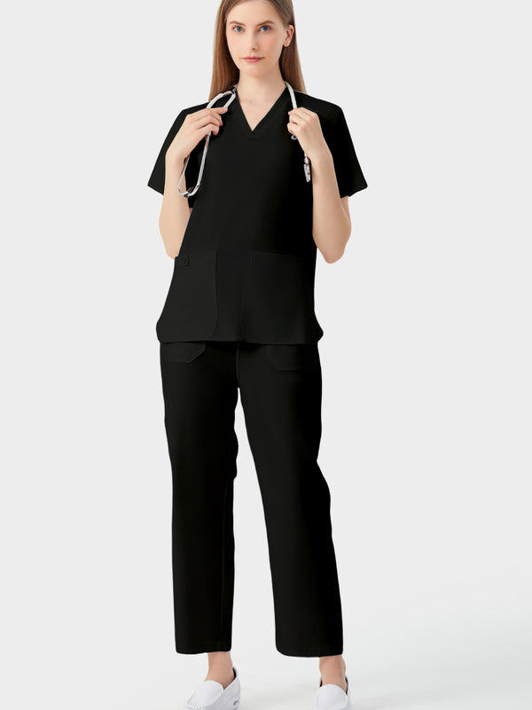 JelriSoFit® Straight-Cut Medical Uniforms for Women – Black, Straight Pants Set