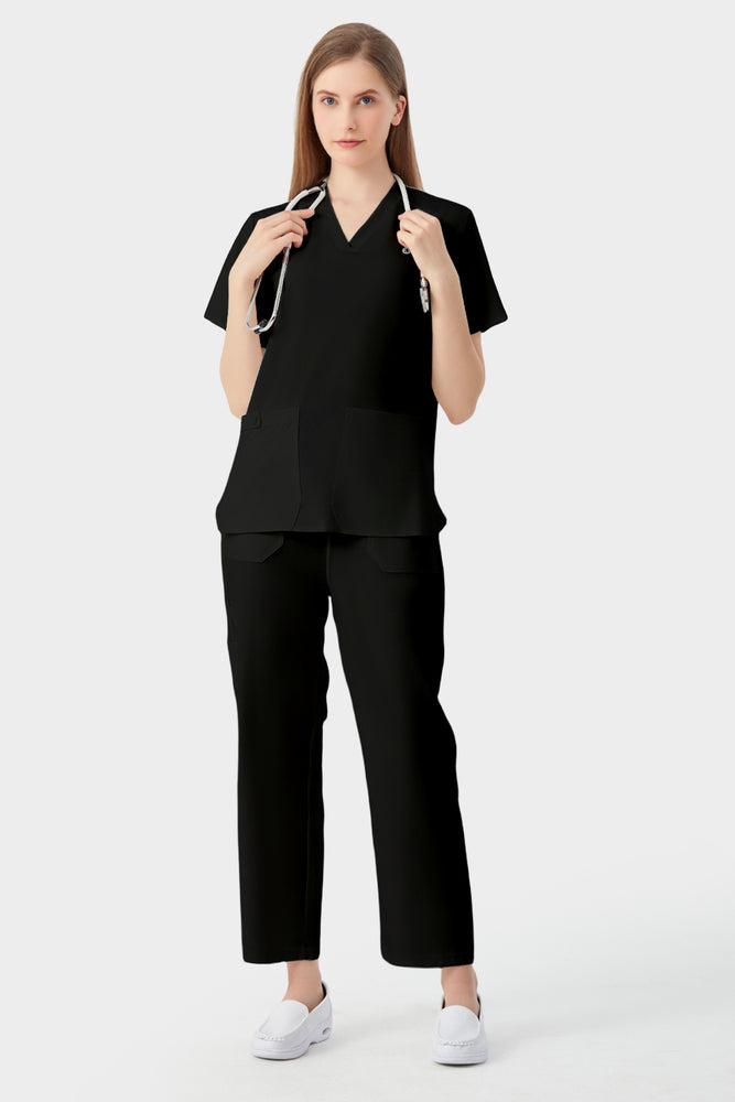 JelriSoFit Uniformes Médicos Corte Recto - Mujer Negro, Conjunto de pantalón recto