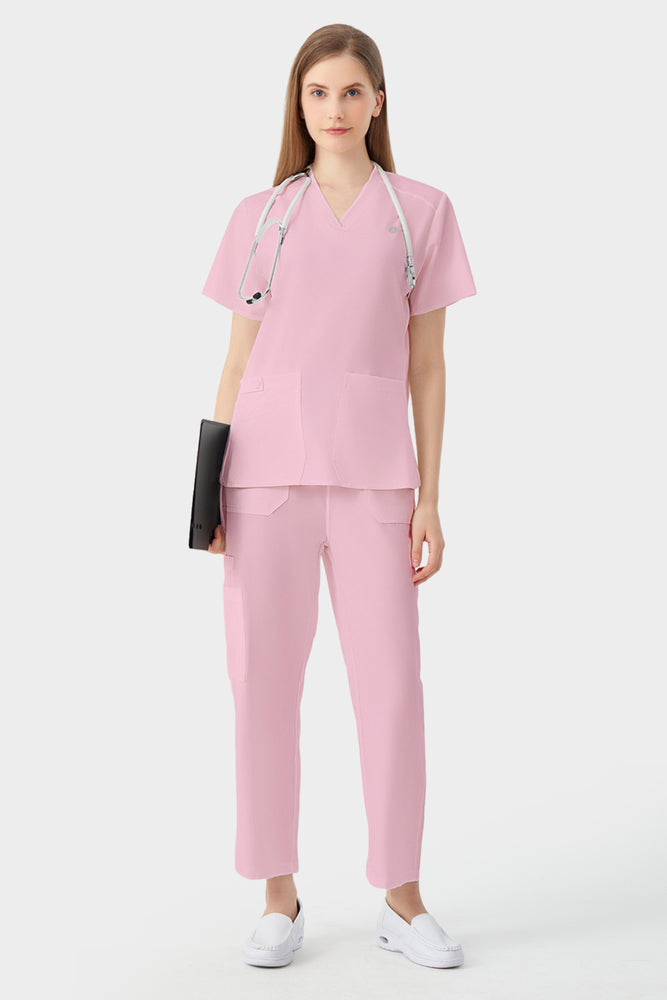 JelriSoFit® Straight-Cut Nursing Scrubs for Women – Pink, Easy to Wash & Durable