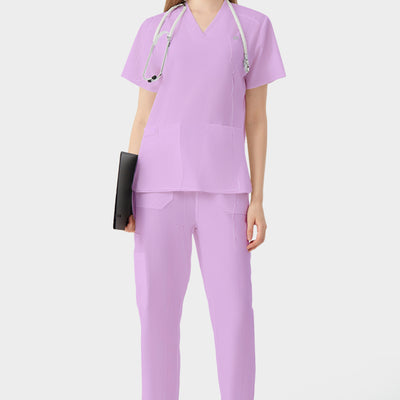 JelriSoFit® Straight-Cut Nursing Scrubs for Women – Violet, Large Multifunctional Pockets