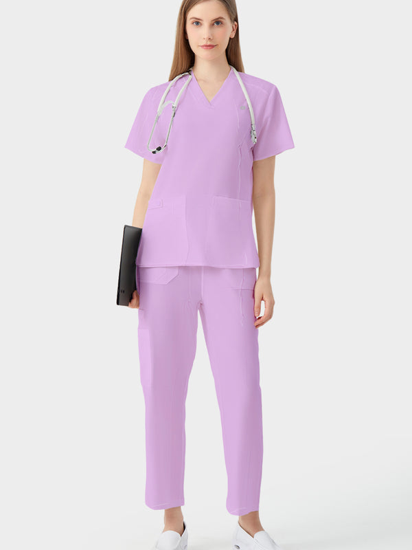 JelriSoFit® Straight-Cut Nursing Scrubs for Women – Violet, Large Multifunctional Pockets