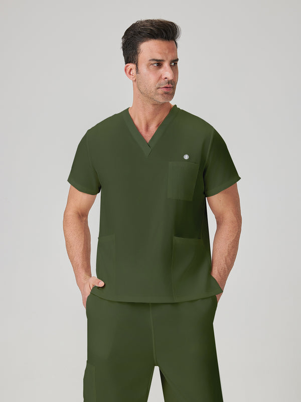 JelriSoFit Classic Uniformes Médicos - Hombre Verde Musgo, Resistente a las manchas