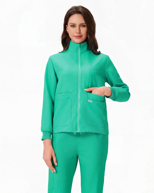 Uniforme de trabajo mujer sea mist – chaqueta y pantalón frontal