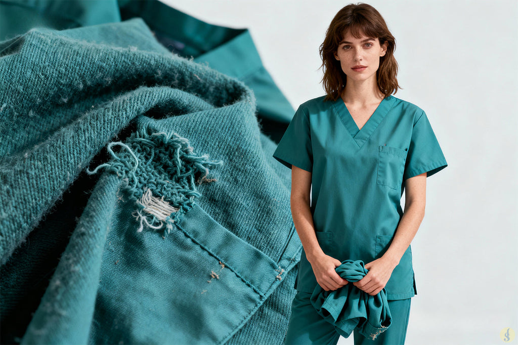 ¿Qué riesgos tiene usar scrubs de baja calidad en el trabajo médico?