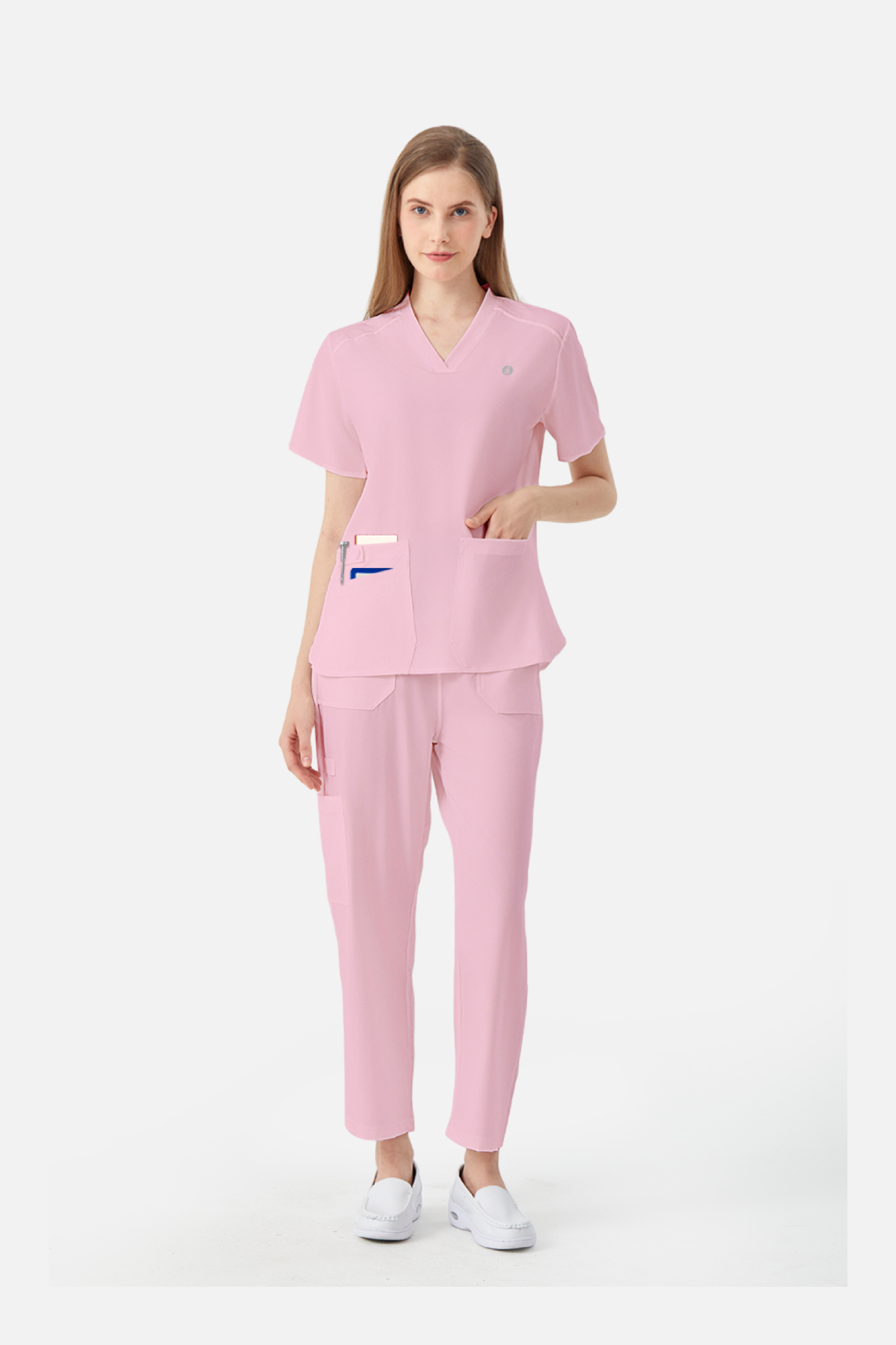 JelriSoFit® Straight-Cut Nursing Scrubs for Women – Pink, Easy to Wash & Durable