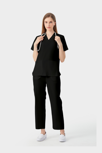JelriSoFit Uniformes Médicos Corte Recto - Mujer Negro, Conjunto de pantalón recto