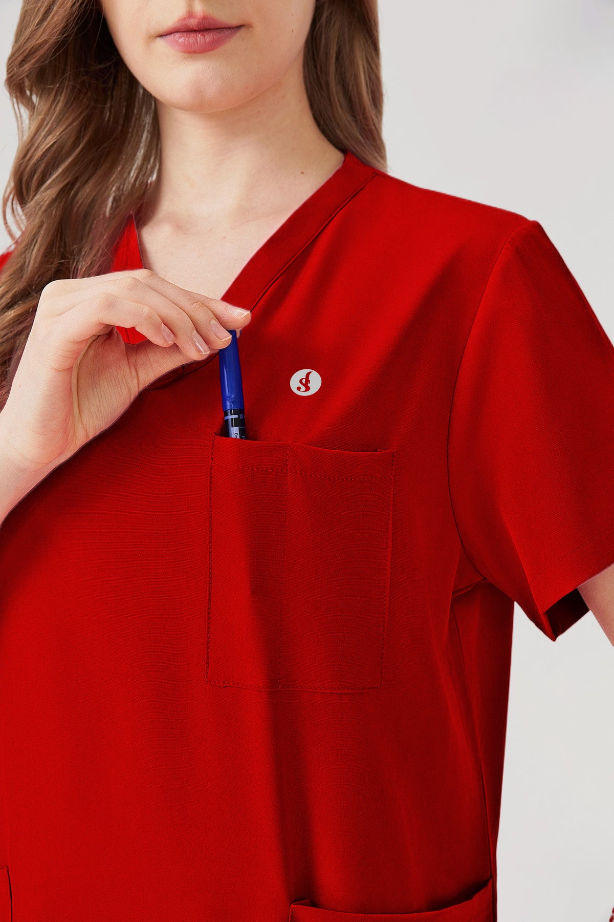 JelriSoFit Classic Pijama Quirúrgica - Mujer Granada Roja, resistente a salpicaduras leves