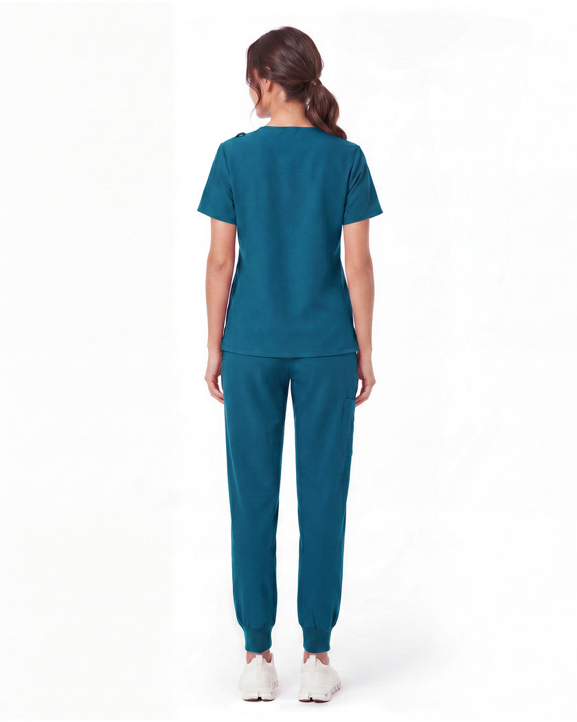 JelriSoFit Free Uniformes Médicos – Mujer Azure Blue, Bolsillos amplios