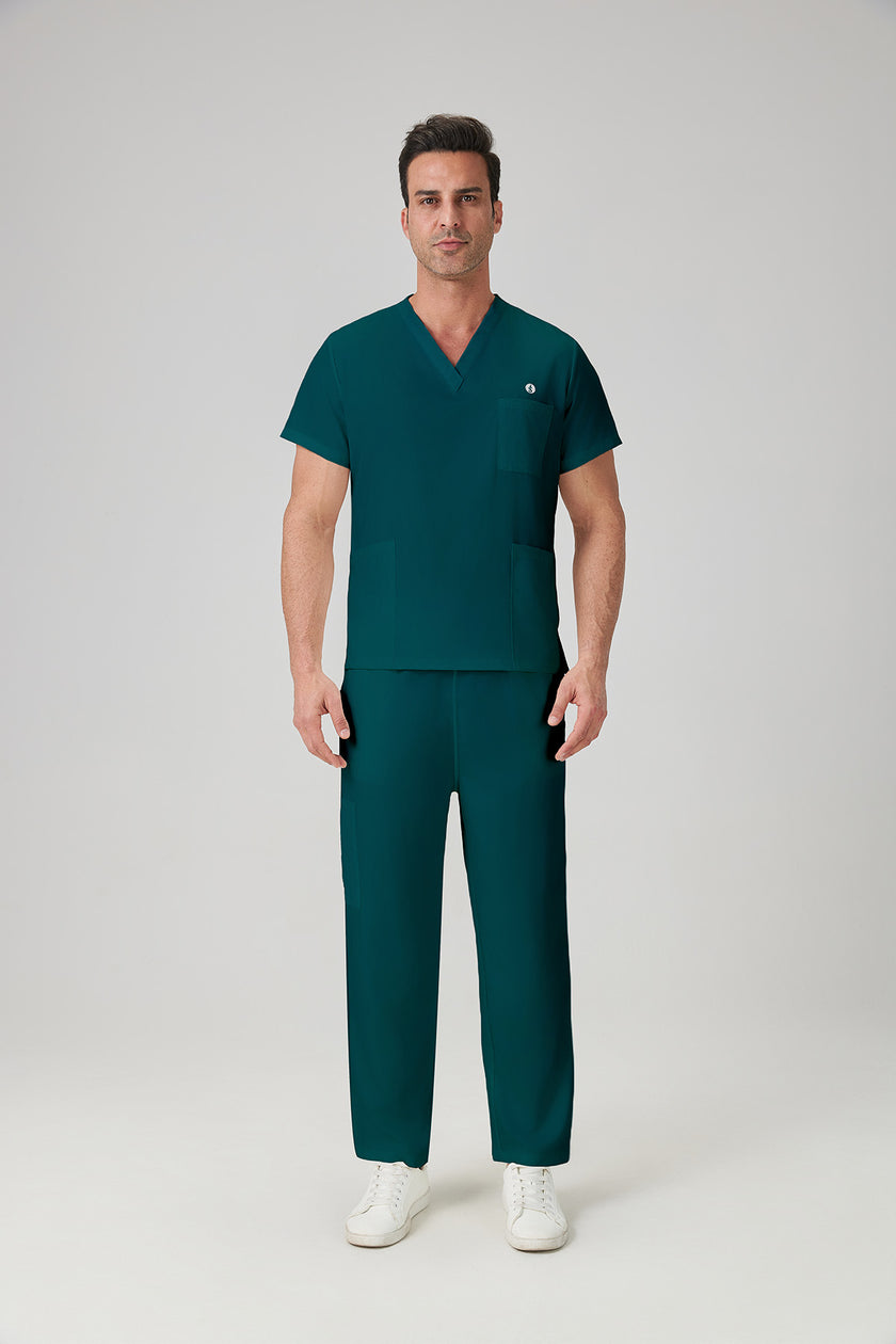 JelriSoFit Classic Medical Uniforms - Men's Moss Green, Stain Resistant