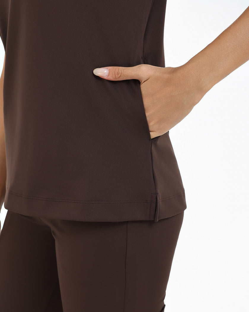 JelriSoFit FlowForm Uniformes de Trabajo 2 Piezas – Mujer Espresso, comodidad tipo activewear y ajuste estructurado