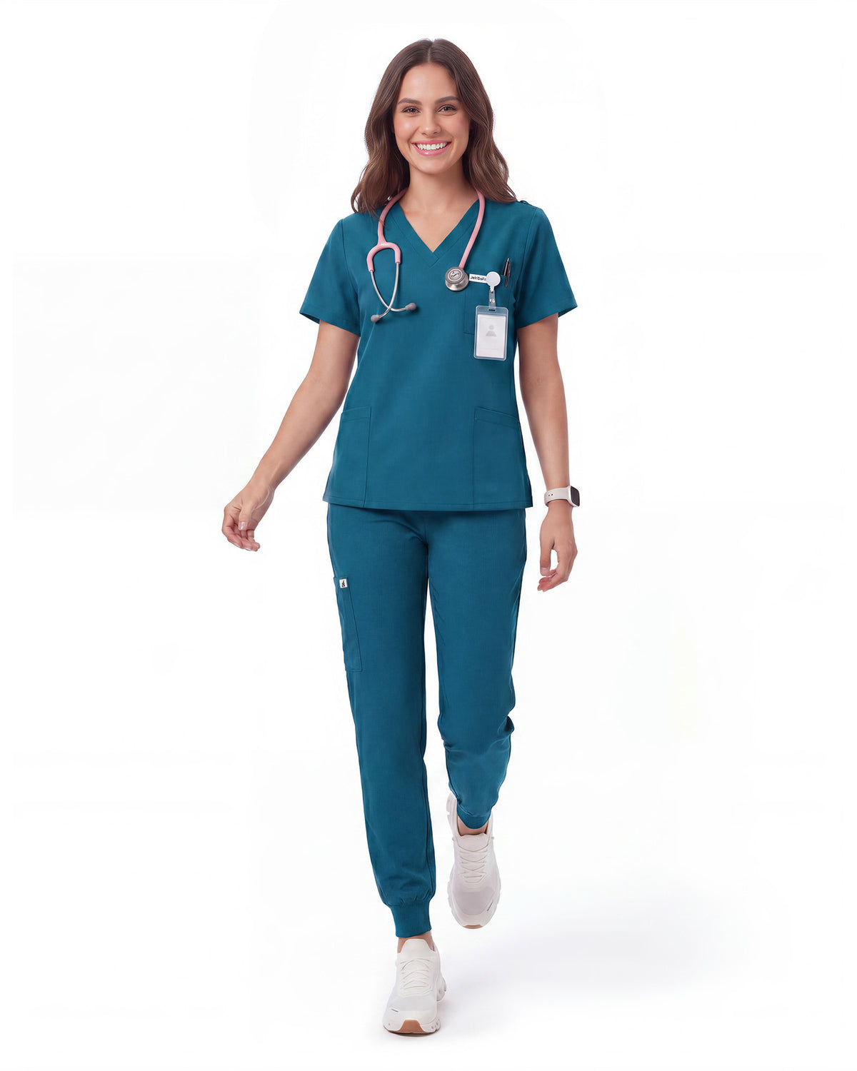 JelriSoFit Free Uniformes Médicos – Mujer Azure Blue, Bolsillos amplios