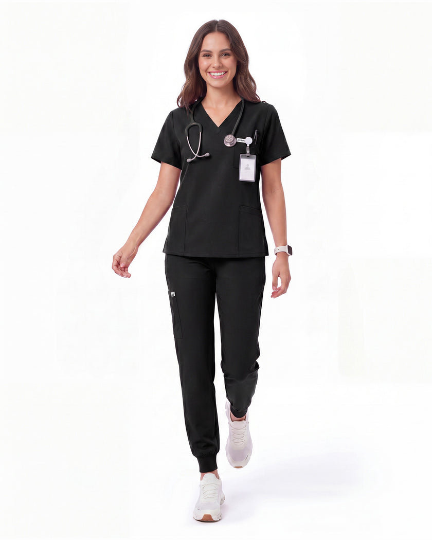 JelriSoFit Free Uniformes Quirúrgicos – Mujer Negro, Aberturas laterales
