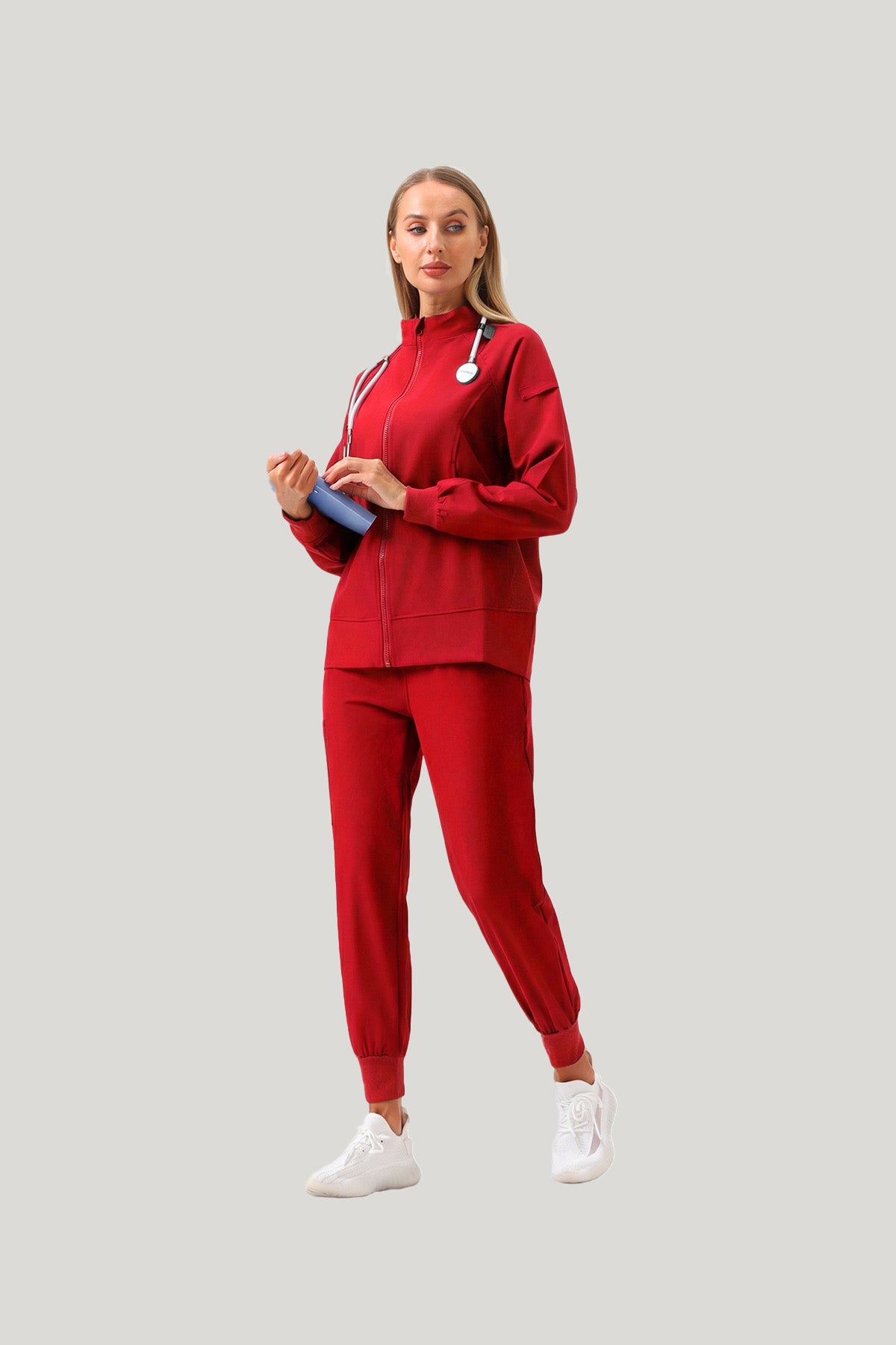 JelriSoFit Set quirúrgico 3 piezas – Mujer Granada roja, Moderno y versátil