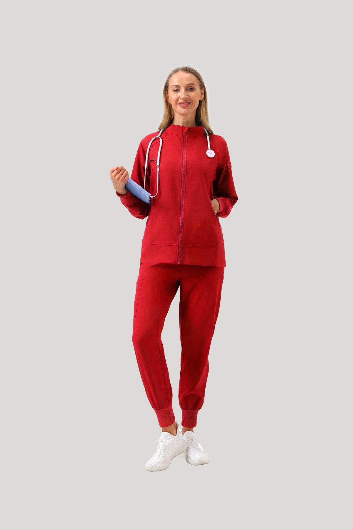 JelriSoFit Set quirúrgico 3 piezas – Mujer Granada roja, Moderno y versátil