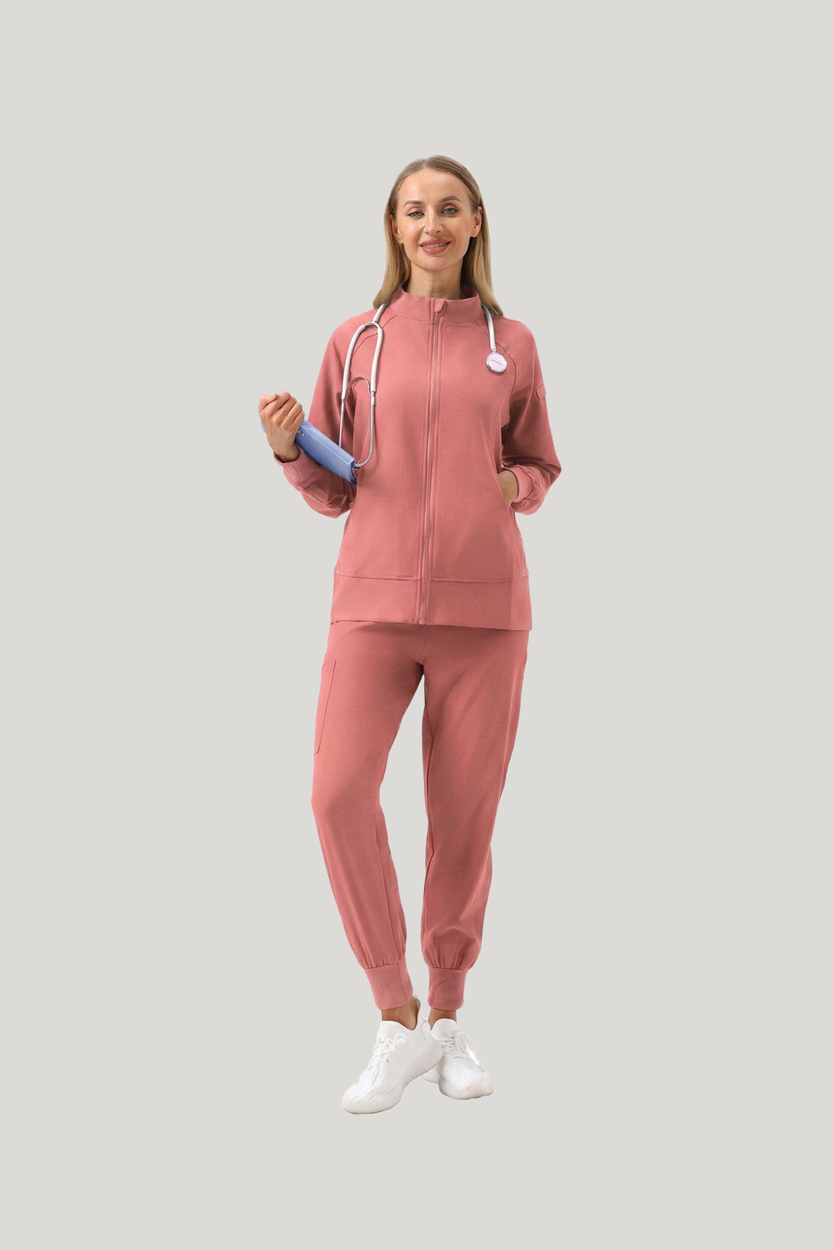 JelriSoFit Set quirúrgico 3 piezas – Mujer Capri Rosa, Cómodo para moverse