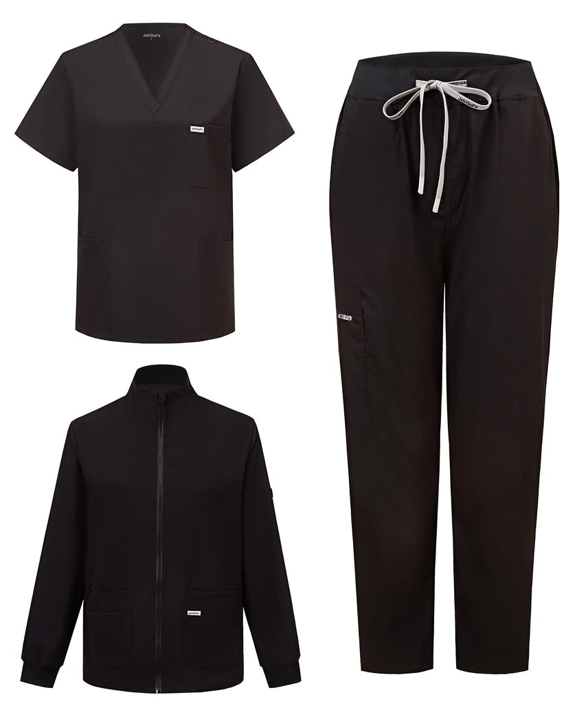 Desglose 3 piezas uniforme – chaqueta, top y pantalón negro