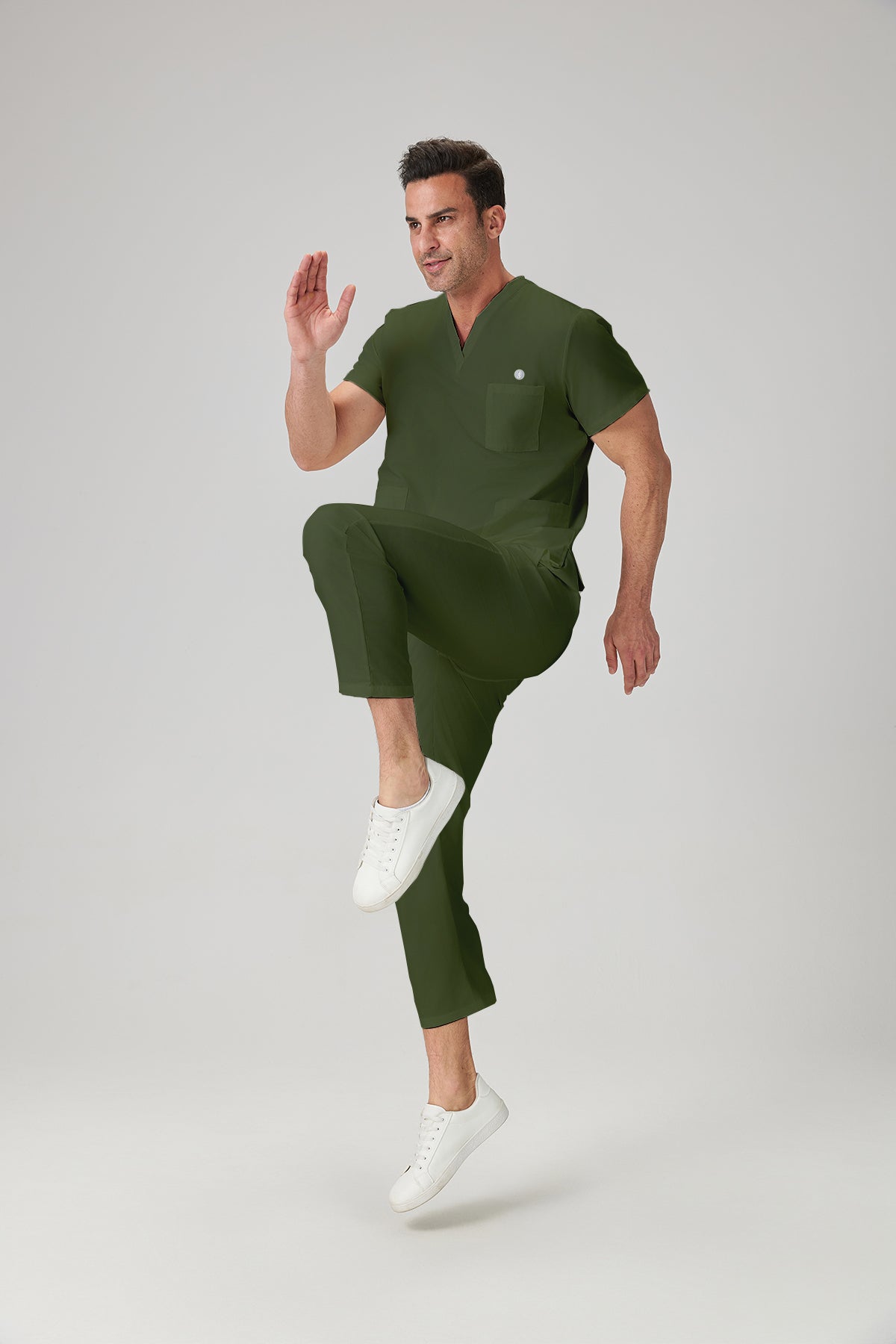 JelriSoFit Classic Uniformes Médicos - Hombre Verde Musgo, Resistente a las manchas