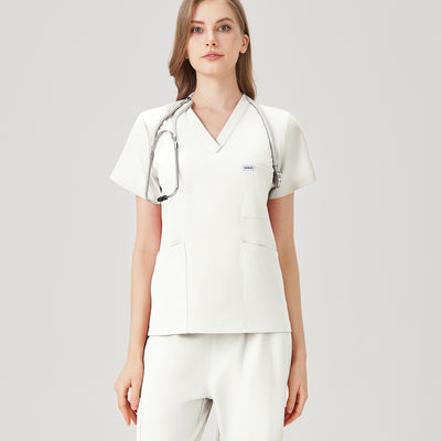 Uniforme médico quirúrgico blanco para mujer