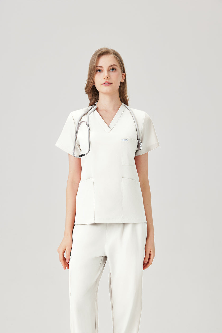 Uniforme médico quirúrgico blanco para mujer