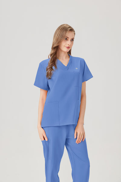 Jelrisofit Uniforme Médico Azul Claro con Cintura Alta
