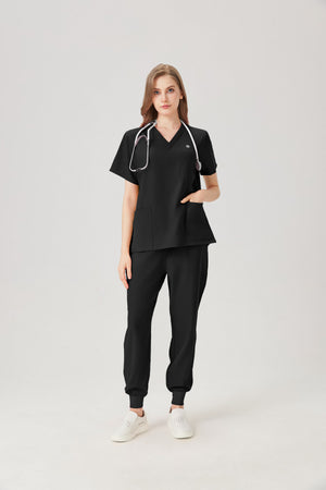 Jelrisofit Black Uniform Scrubs with Modern and Practical Design