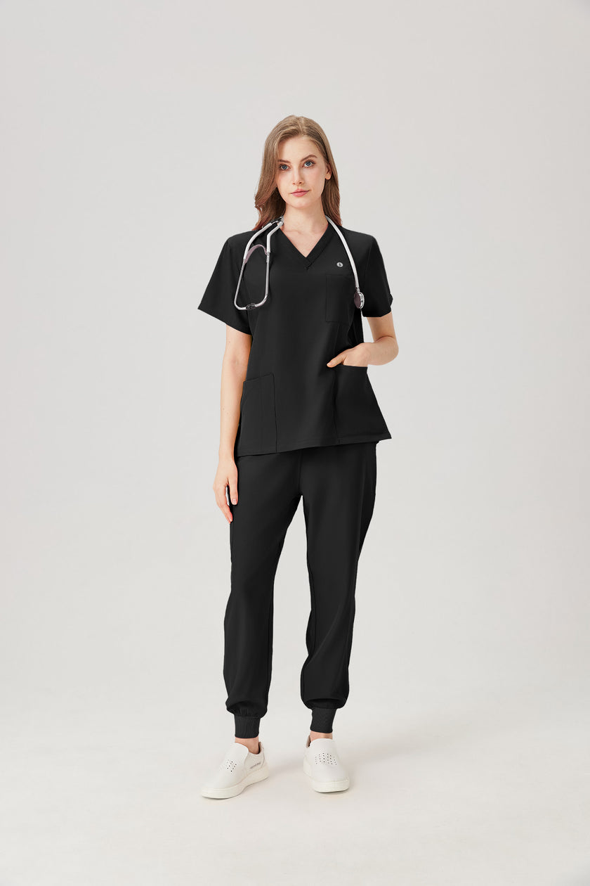 Camisón quirúrgico negro para mujer JelriSoFit® (modelo en la foto)