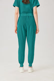 Uniforme médico de mujer verde esmeralda, vista posterior del pantalón.